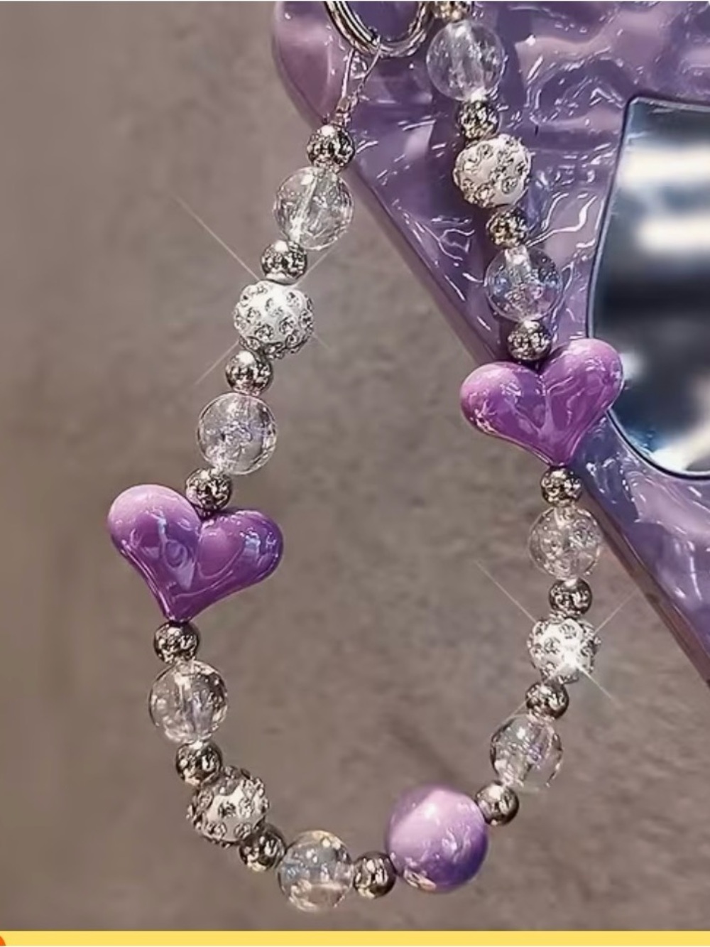 Purple Heart Beaded phone chain